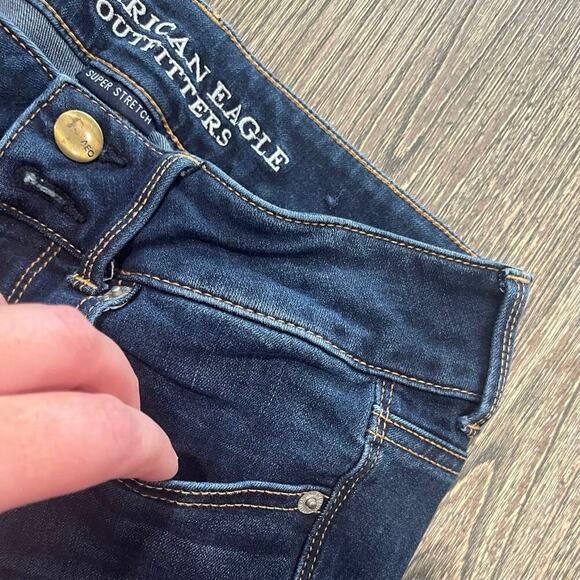 American Eagle Artist Cropped Jeans Super Stretch Denim Dark Wash Blue Size 4 - Picture 5 of 12